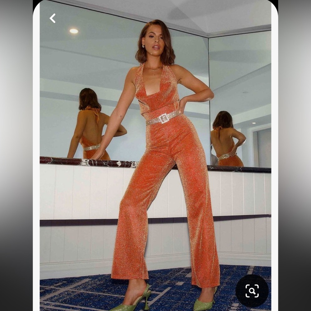 Sparkle orange 70’s jumpsuit